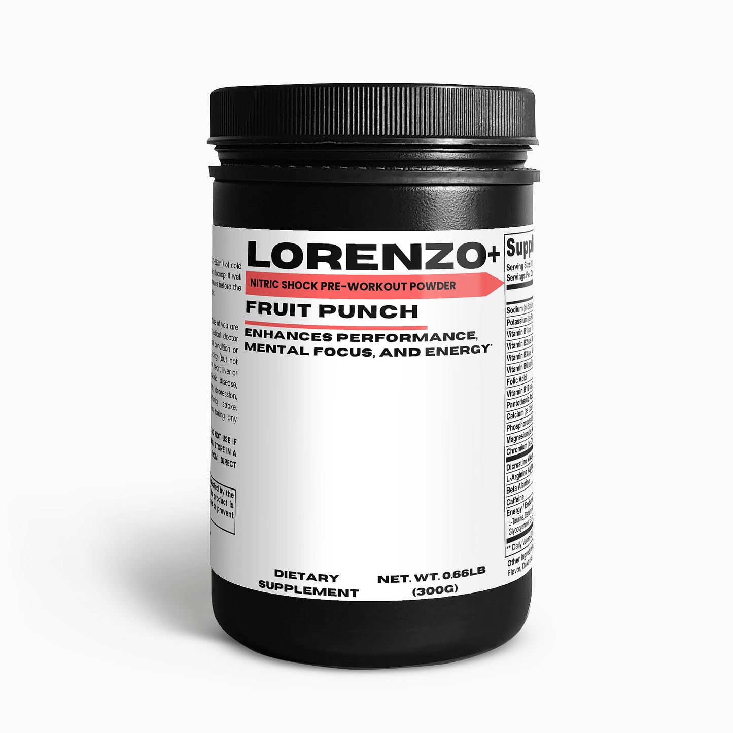 Lorenzo+ | Nitric Shock Pre-Workout Powder (Fruit Punch)
